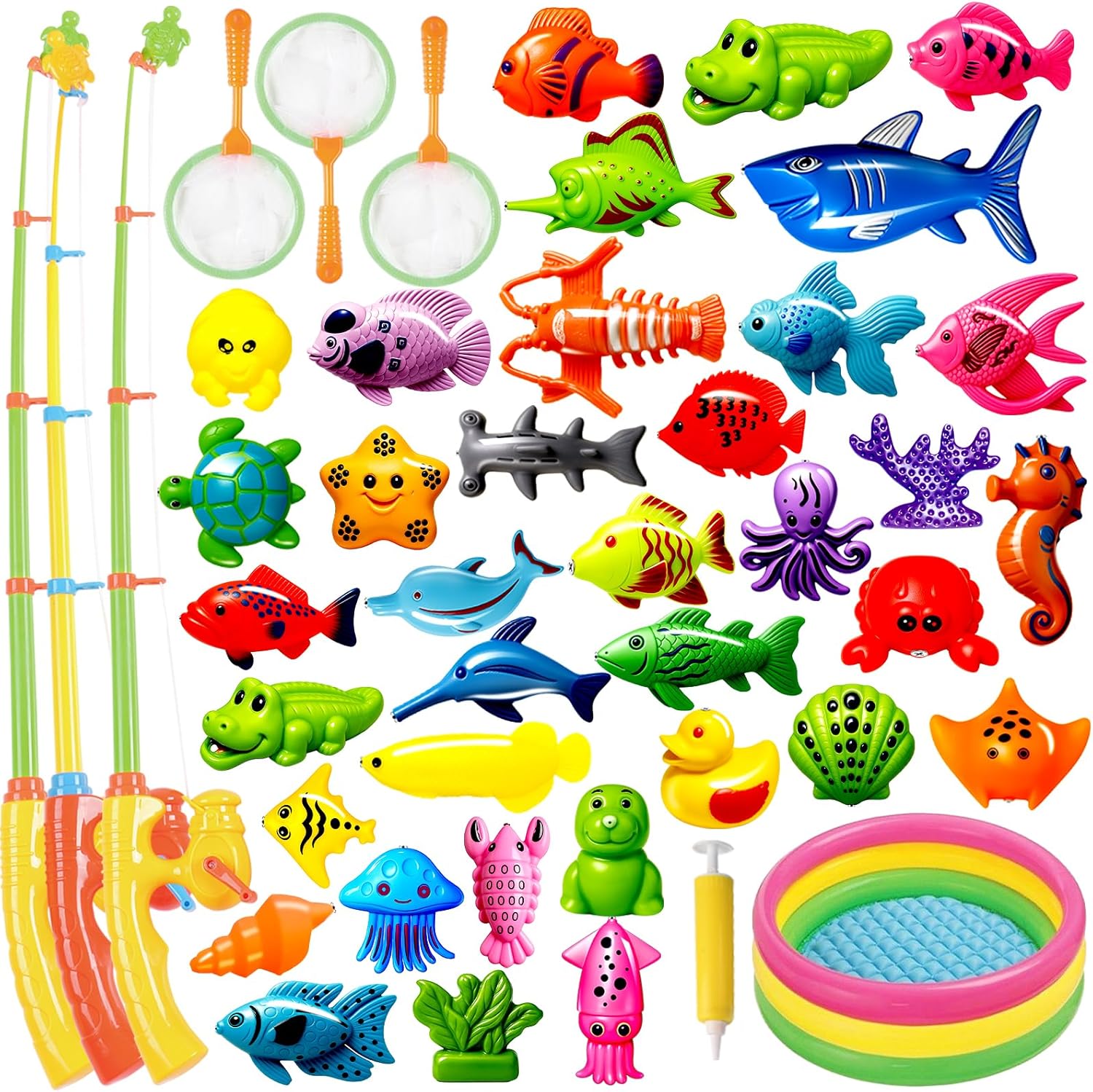CozyBomB™ Magnetic Fishing Toys Game Set for Kids | Water Table Bathtub Kiddie Pool Party & Pole