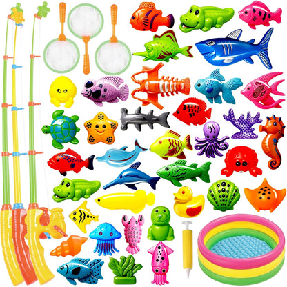 CozyBomB™ Magnetic Fishing Toys Game Set for Kids | Water Table Bathtub Kiddie Pool Party & Pole