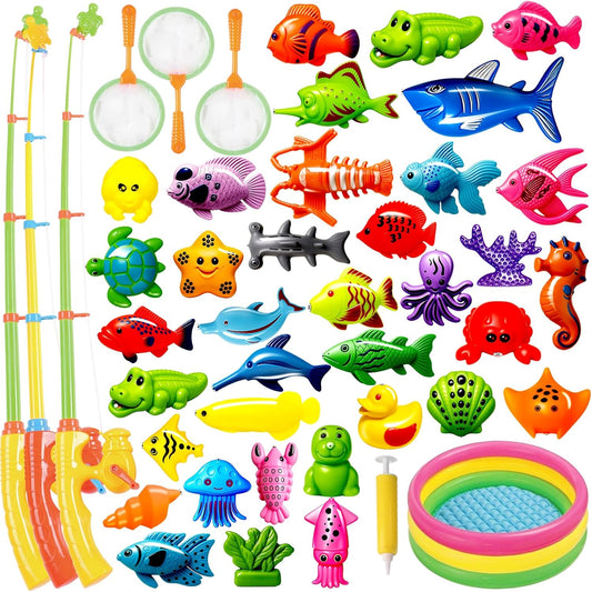 CozyBomB™ Magnetic Fishing Toys Game Set for Kids | Water Table Bathtub Kiddie Pool Party & Pole
