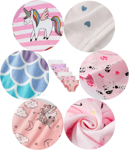 Cadidi Dinos Little Girls' Soft Cotton Underwear Kids Cool Breathable Comfort Panty Briefs Toddler Undies(Pack of 6)