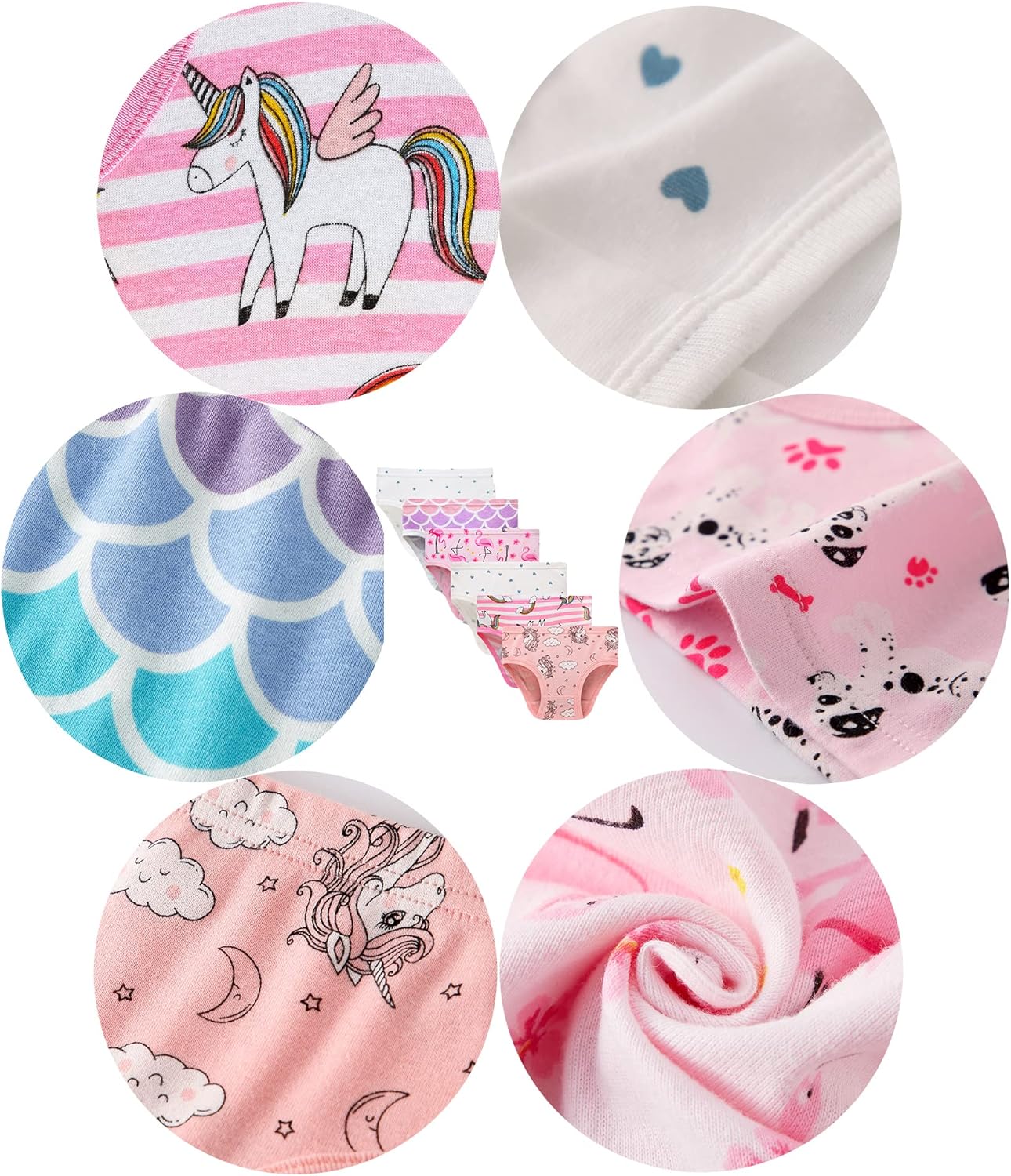 Cadidi Dinos Little Girls' Soft Cotton Underwear Kids Cool Breathable Comfort Panty Briefs Toddler Undies(Pack of 6)