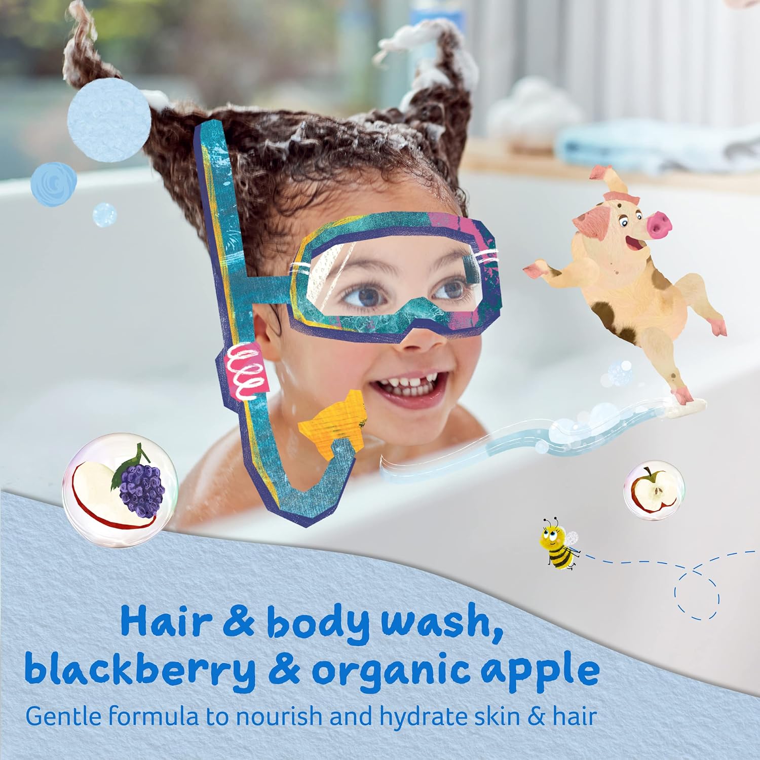 Childs Farm, Kids Hair & Body Wash for Dry, Sensitive Skin, Blackberry & Organic Apple, Gently
