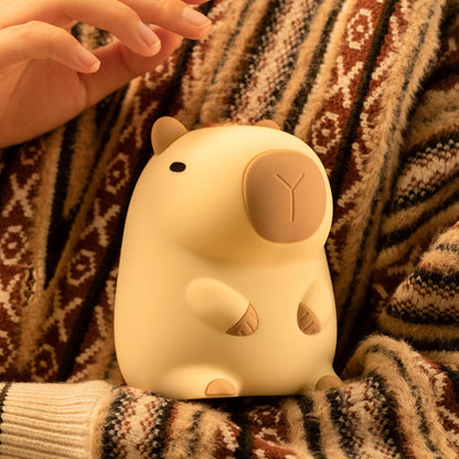 UNEEDE Capybara Night Light, Cute Animal Silicone Nursery Night Light Rechargeable Table Lamp Bedside Lamp with Touch Sensor for Bedrooms, Living Room