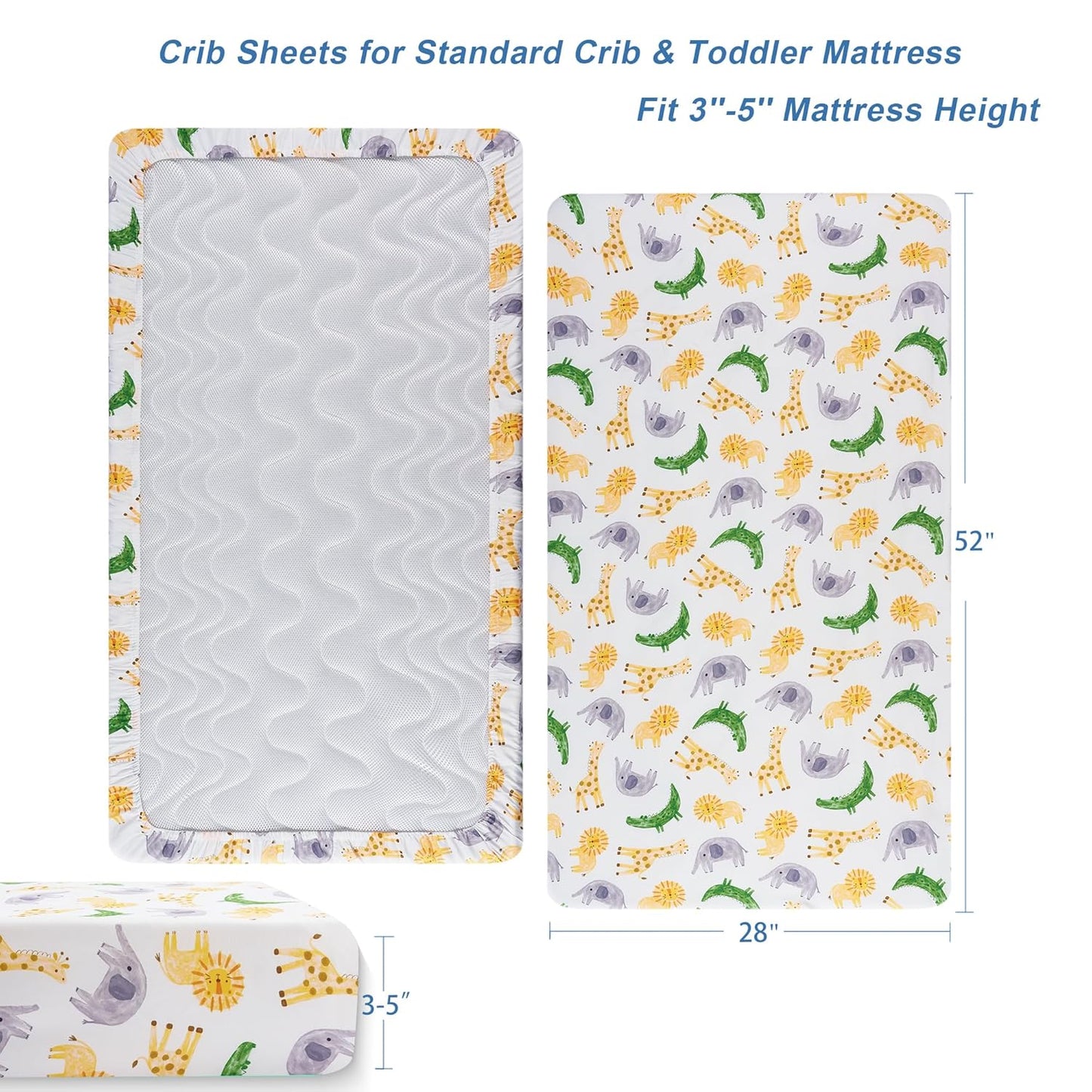 TILLYOU Baby Crib Sheets for Boys Girls, Super Soft Toddler Bed Sheets, 2 Pack Sheets for Standard