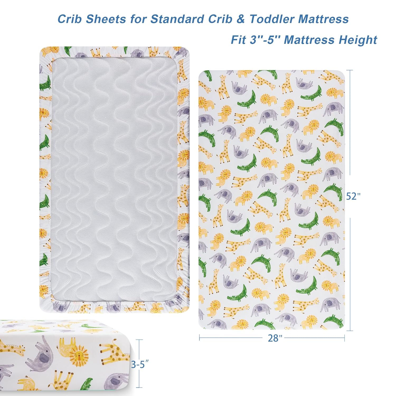 TILLYOU Baby Crib Sheets for Boys Girls, Super Soft Toddler Bed Sheets, 2 Pack Sheets for Standard