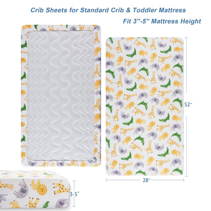 TILLYOU Baby Crib Sheets for Boys Girls, Super Soft Toddler Bed Sheets, 2 Pack Sheets for Standard