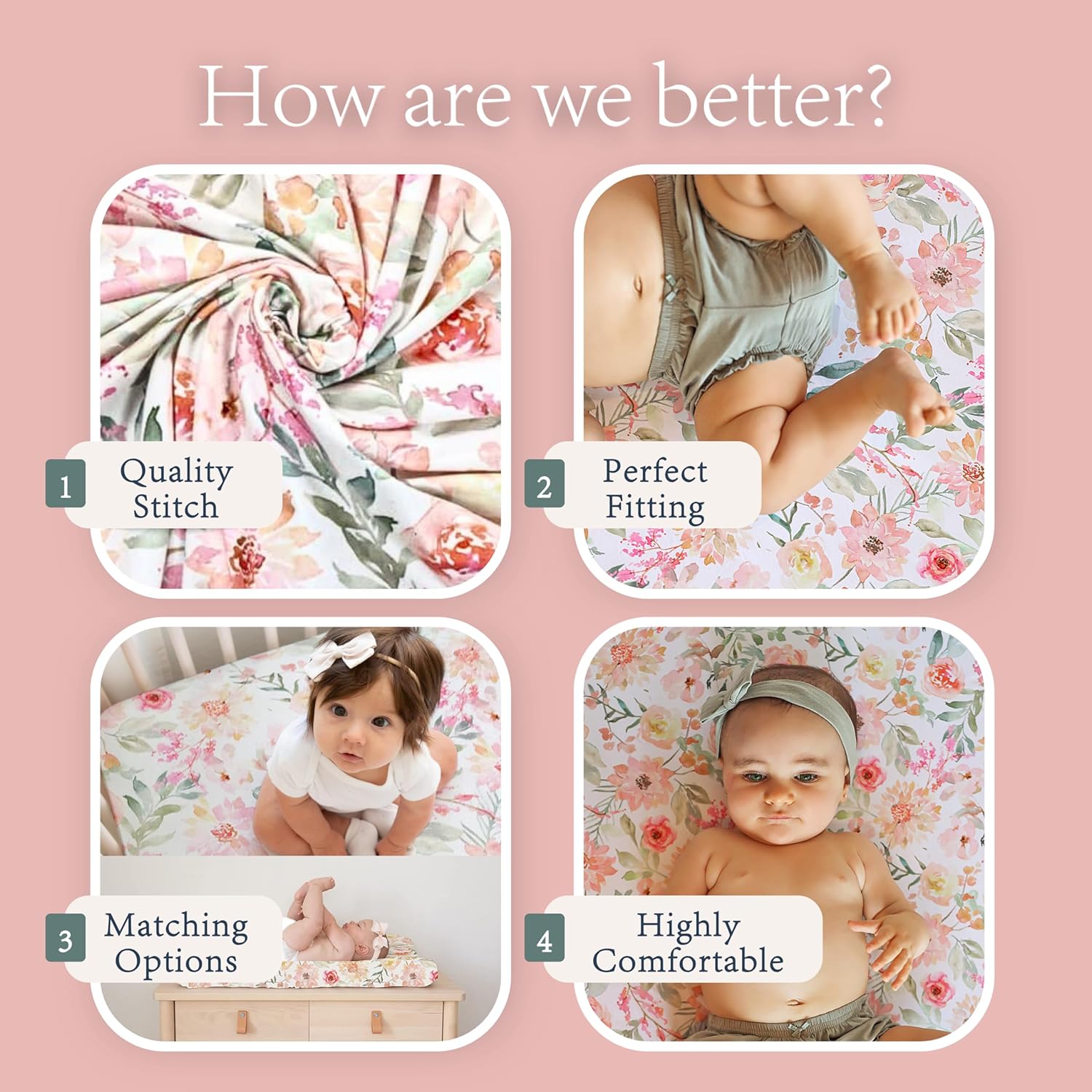 Baby Girls Crib Sheets | Floral Ultra-Soft Bedding for Crib Mattress and Toddler Beds - Blended