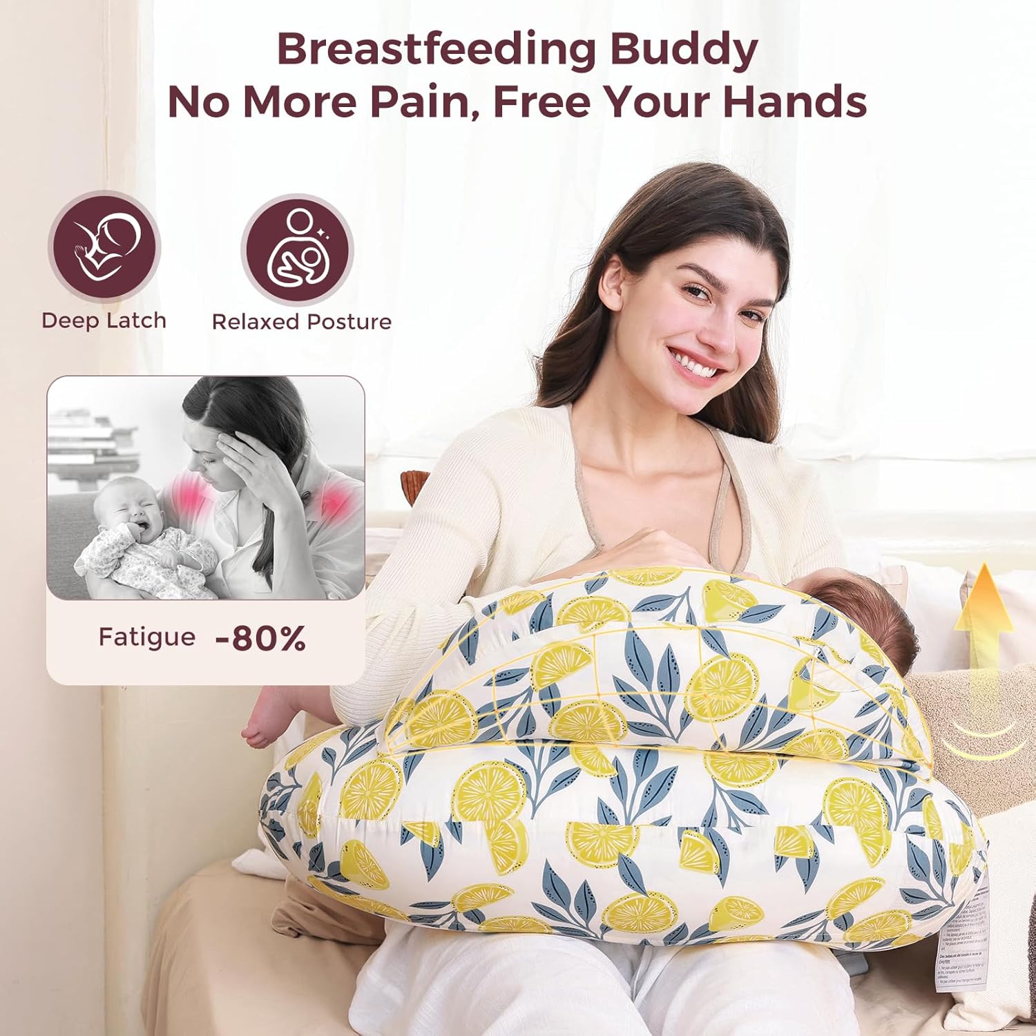 Momcozy Pioneering Safety Fence Nursing Pillow for Breastfeeding- Wider Feeding Pillows for More