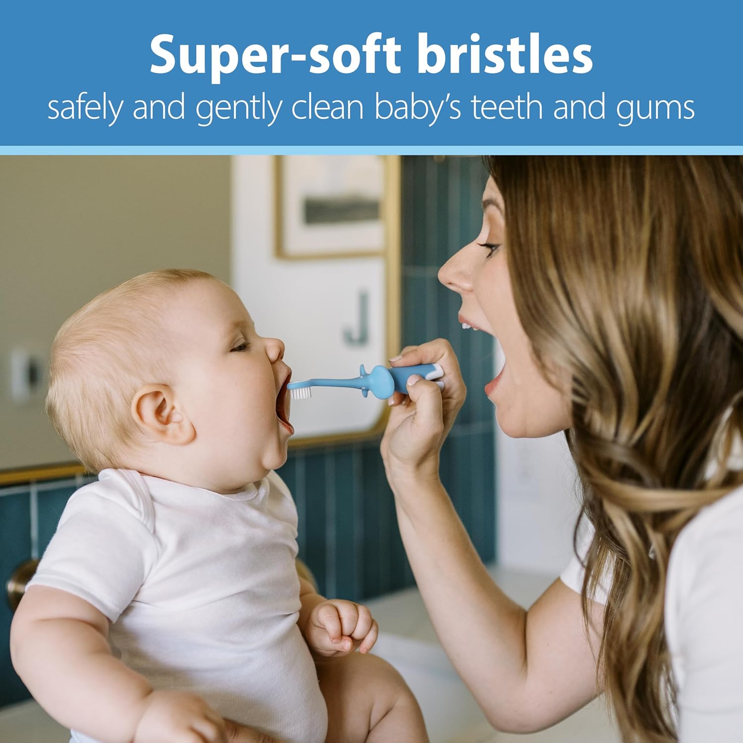 Dr. Brown's Infant-to-Toddler Training Toothbrush Set, Blue Elephant with Fluoride-Free Apple Pear