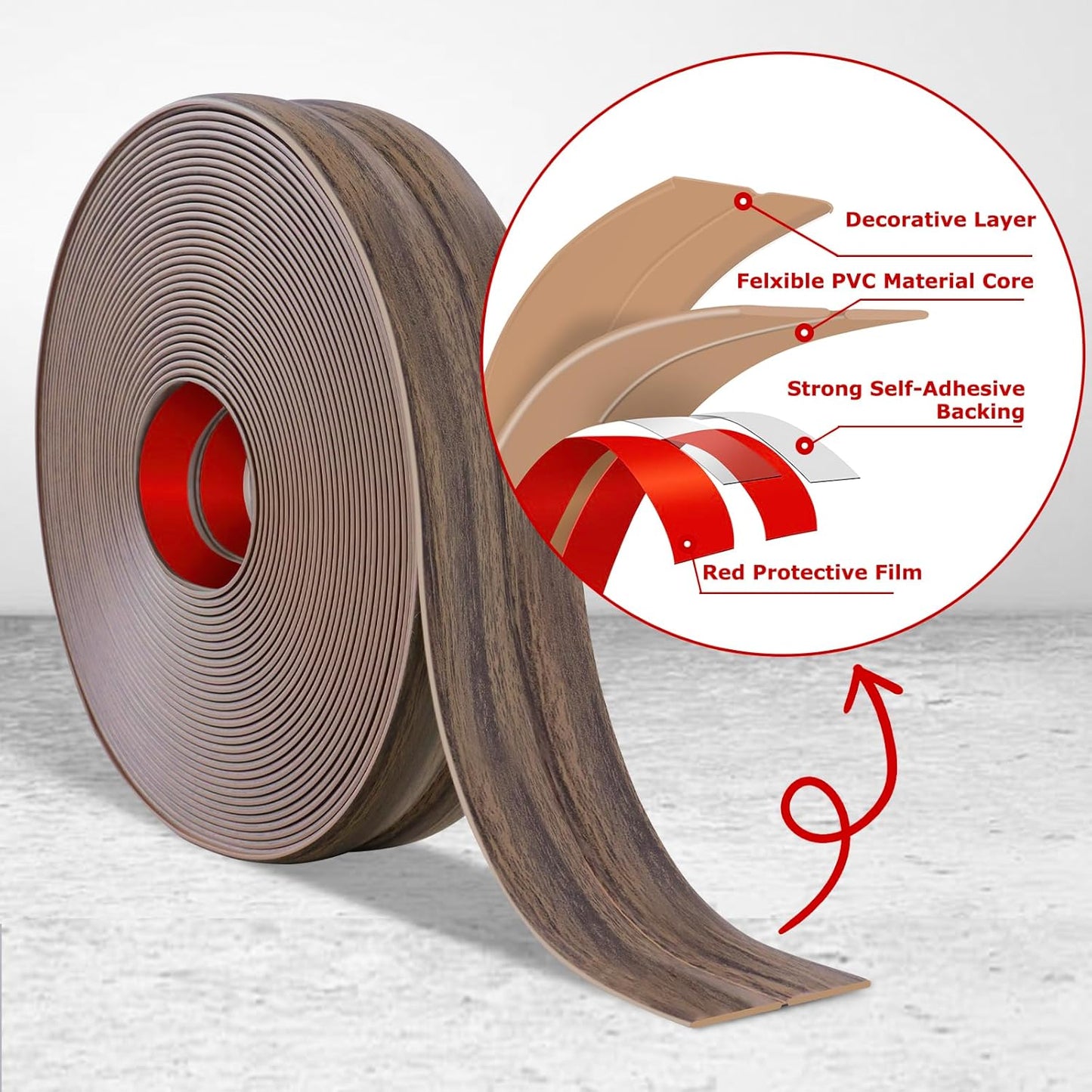 Flexible Wall Corner Protector Moulding Trim Peel and Stick Wall Corner Guards Edge Protector Self Adhesive Molding Trim Strip for Edge Ceiling (Smoked Brown Wood Grain, 2.4 in x 40 Ft)
