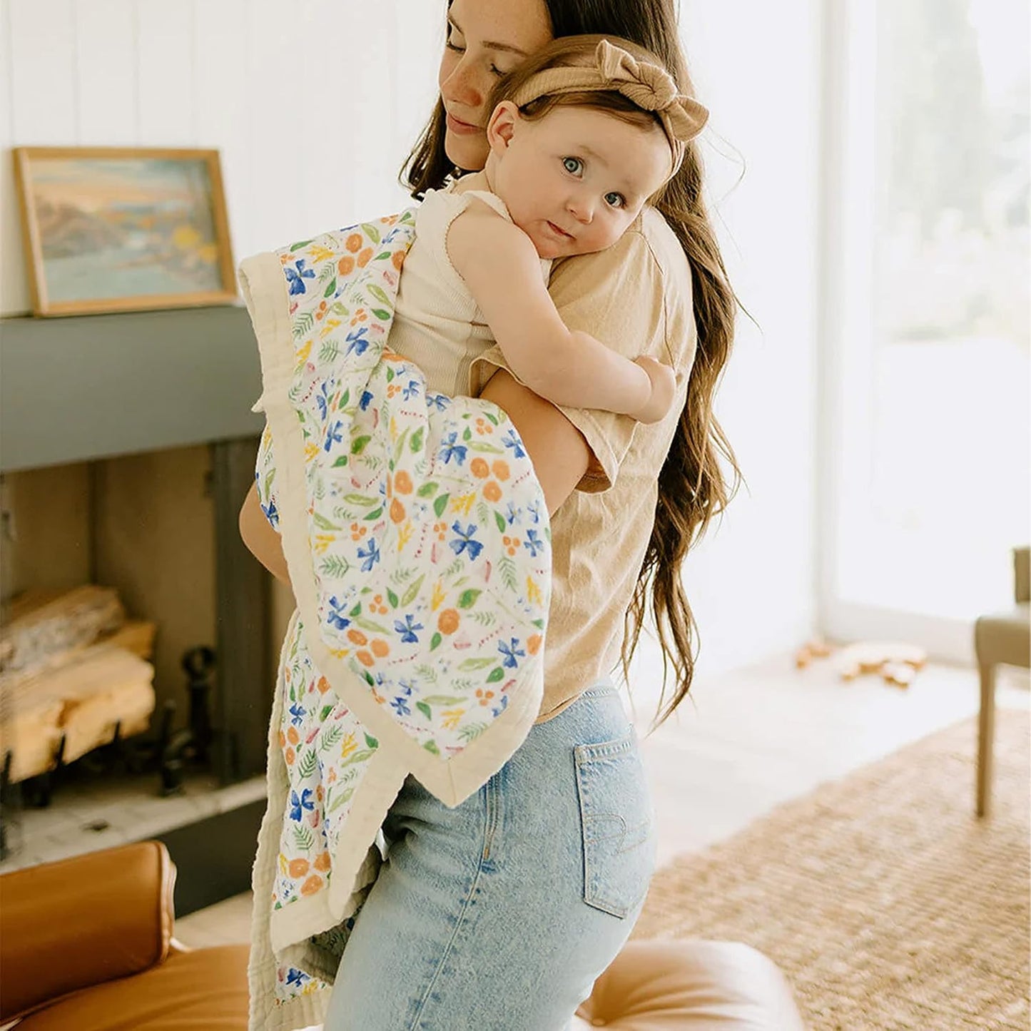 Little Unicorn Newborn Receiving Quilt | Ultra- Soft, Multi-Layered Muslin Fabric | Gift for
