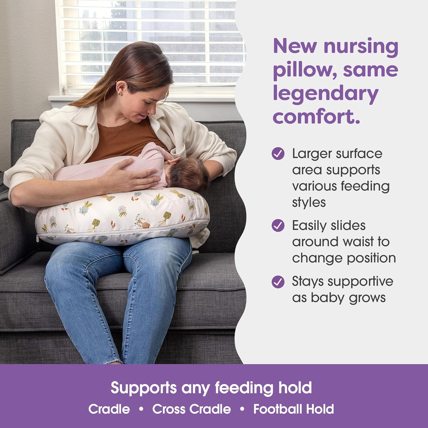 Boppy Nursing Pillow - Ergonomic Bottle & Breastfeeding Pillow with High, Firm, Large Area