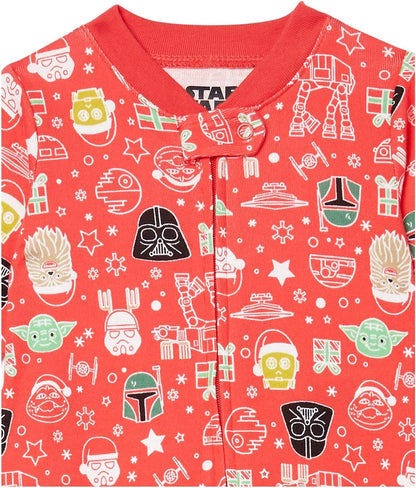 Amazon Essentials Disney | Marvel | Star Wars Unisex Babies' and Toddlers' Snug-Fit Cotton Footed Pajamas, Multipacks