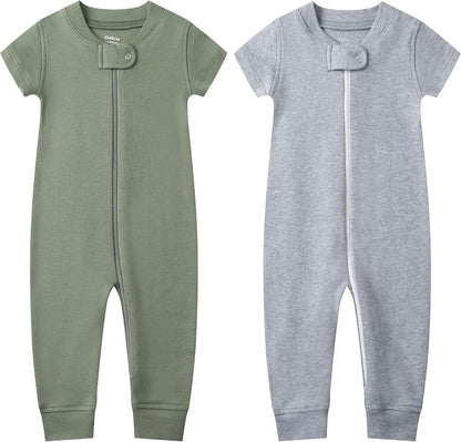 Owlivia Baby Boy Romper, Unisex Short-sleeve Summer Outfit, 100% Organic Cotton Girl One-Piece Jumpsuit