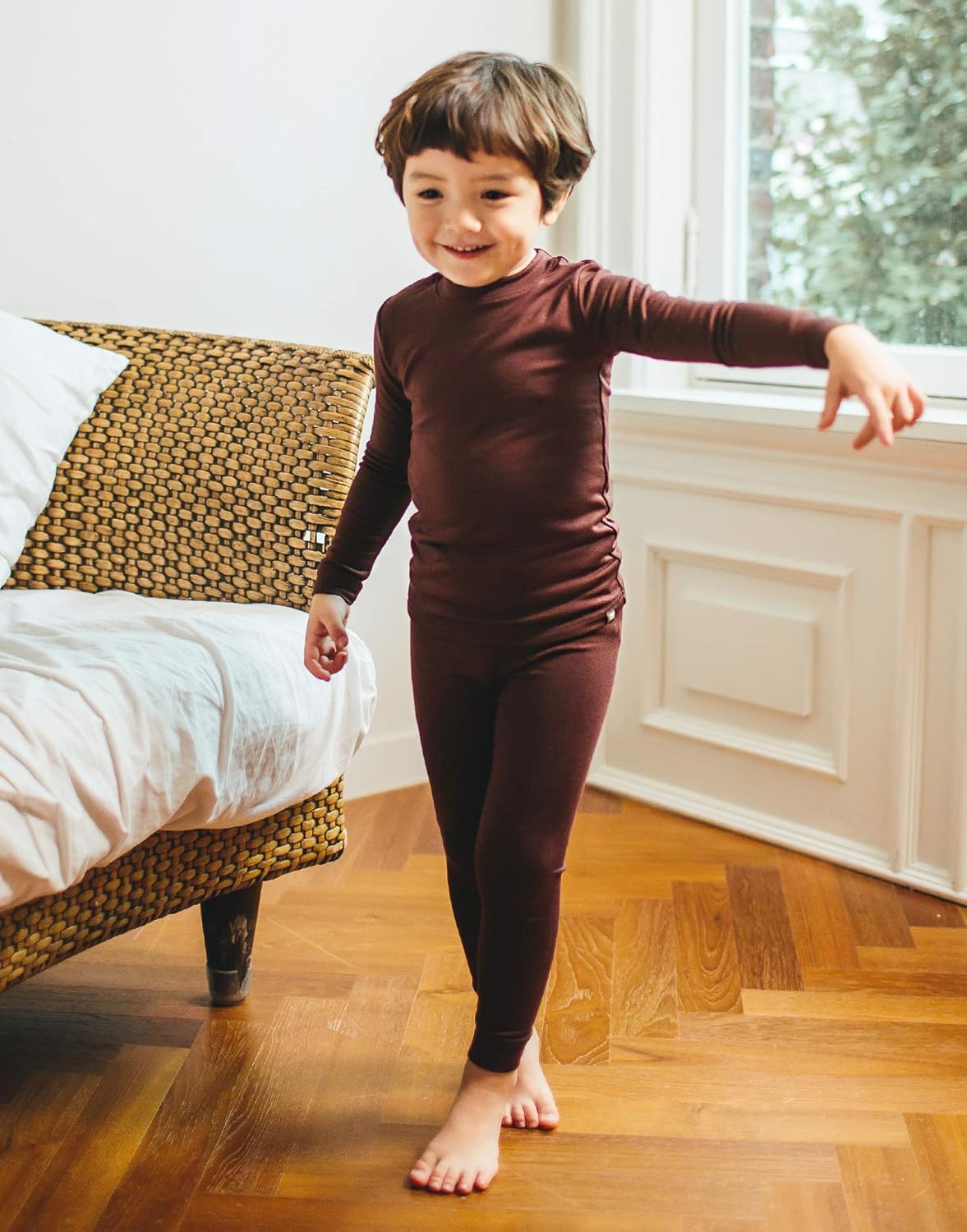 VAENAIT 6M-12Y Toddler Toddler Kids Toddler Girls Boys Soft Comfy Modal Tencel Solid Raglan Sleepwear Pajamas Pjs 2pcs Set