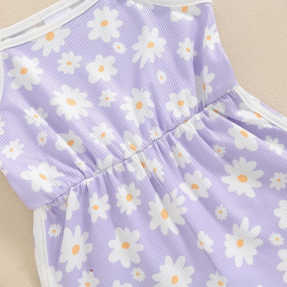 WZTYYDS Toddler Baby Girl Summer Clothes Floral Romper Tie-Up Strap Halter Jumpsuit Infant Summer Sling Playsuit 6M-3T