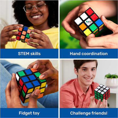 Rubik's Cube, Original 3x3 Puzzle Brain Teaser Fidget Toy with Removable Interchangeable Mod Stickers to Customize, for Adults & Kids Ages 8 and up