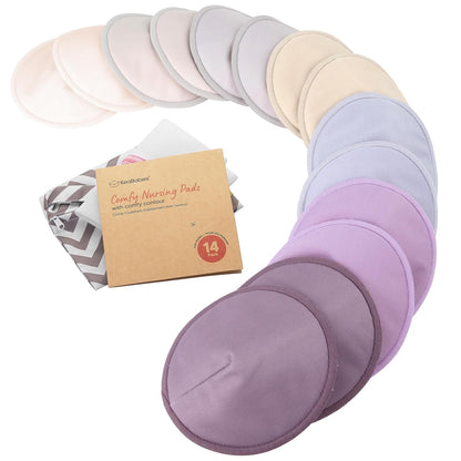Organic Nursing Pads - 14 Washable Viscose Derived from Bamboo Breastfeeding Pads, Wash Bag