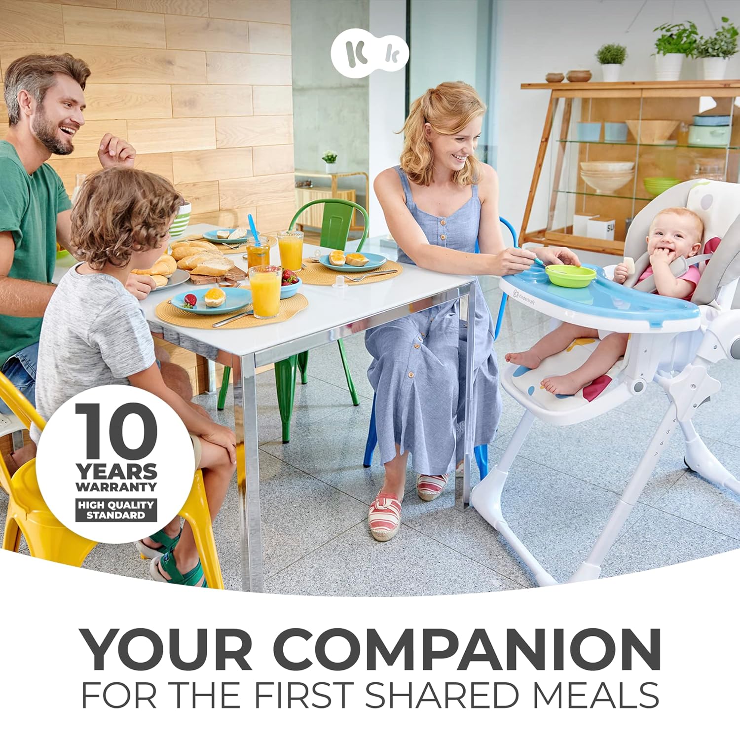 Kinderkraft Highchair Yummy, Baby Chair, Ergonomic, Comfortable, Reclining, Foldable, with
