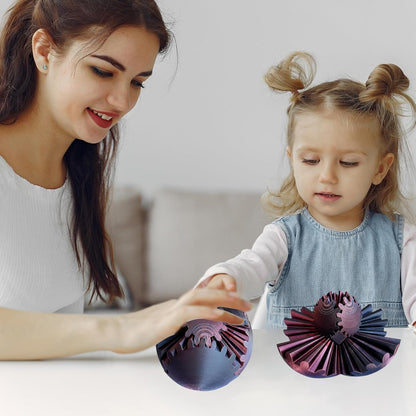 Gear Ball, Gear Sphere, 3D Printed Gear Ball Spin Ball or Cube Fidget Toy, Stress Ball, Fidget Ball, Gear Toy for Stress and Anxiety Relaxing (Color D)