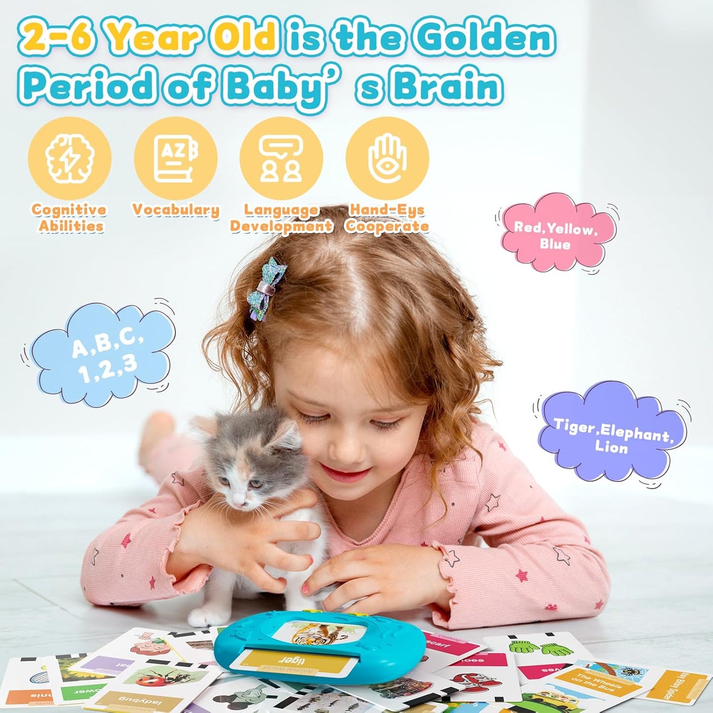 Toddlers Talking Flash Cards with American accent & 288 Sight Words, Speech Therapy Toys for 3 4 5 6 Years Old Boys and Girls, Learning Educational Montessori Sensory kit, Kids Birthday Gifts