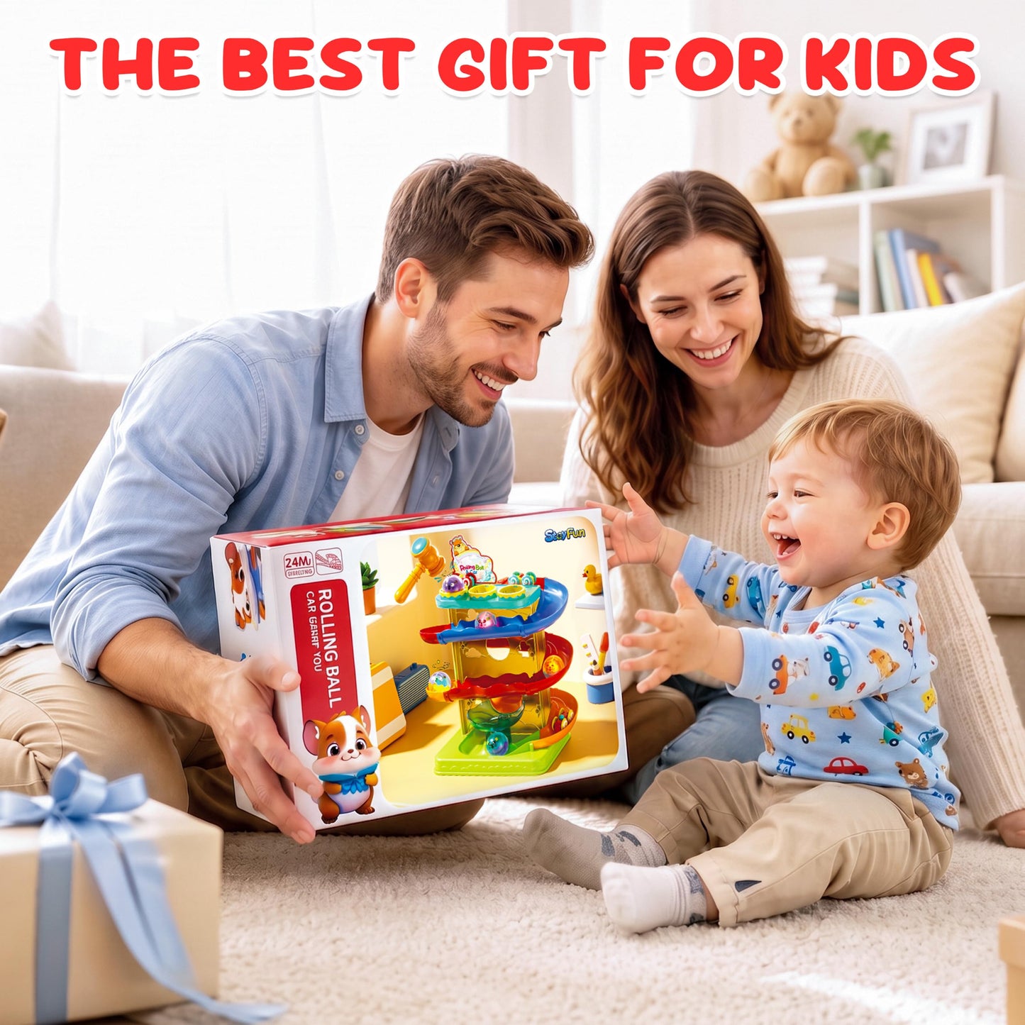 2-in-1 Ball Drop & Car Ramp Race Track Montessori Toy for Toddlers Ages 1-5