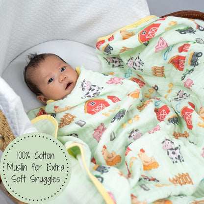 LollyBanks Muslin Baby Blanket 100% Organic Cotton, Muslin Quilt Lightweight, 6 Layers Soft Blanket
