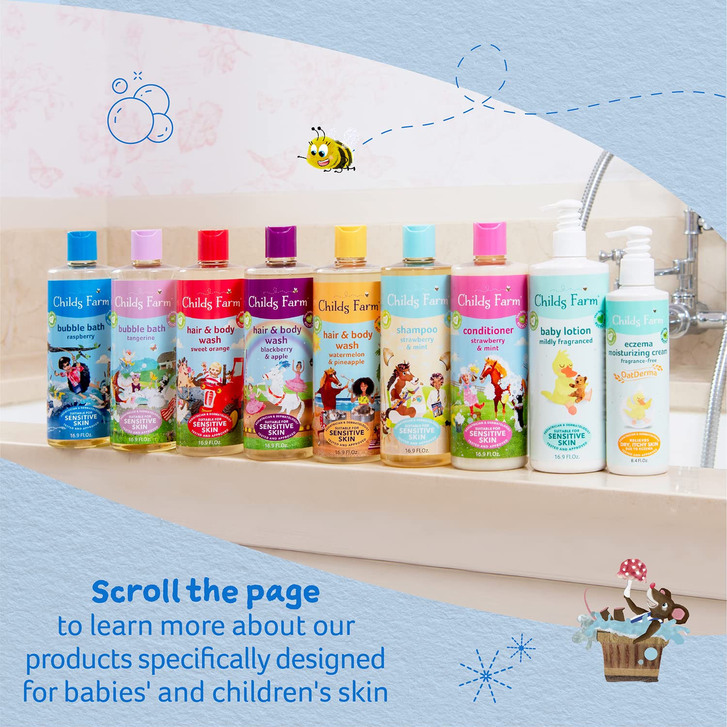 Childs Farm, Kids Hair & Body Wash for Dry, Sensitive Skin, Organic Sweet Orange, Gently Cleanses