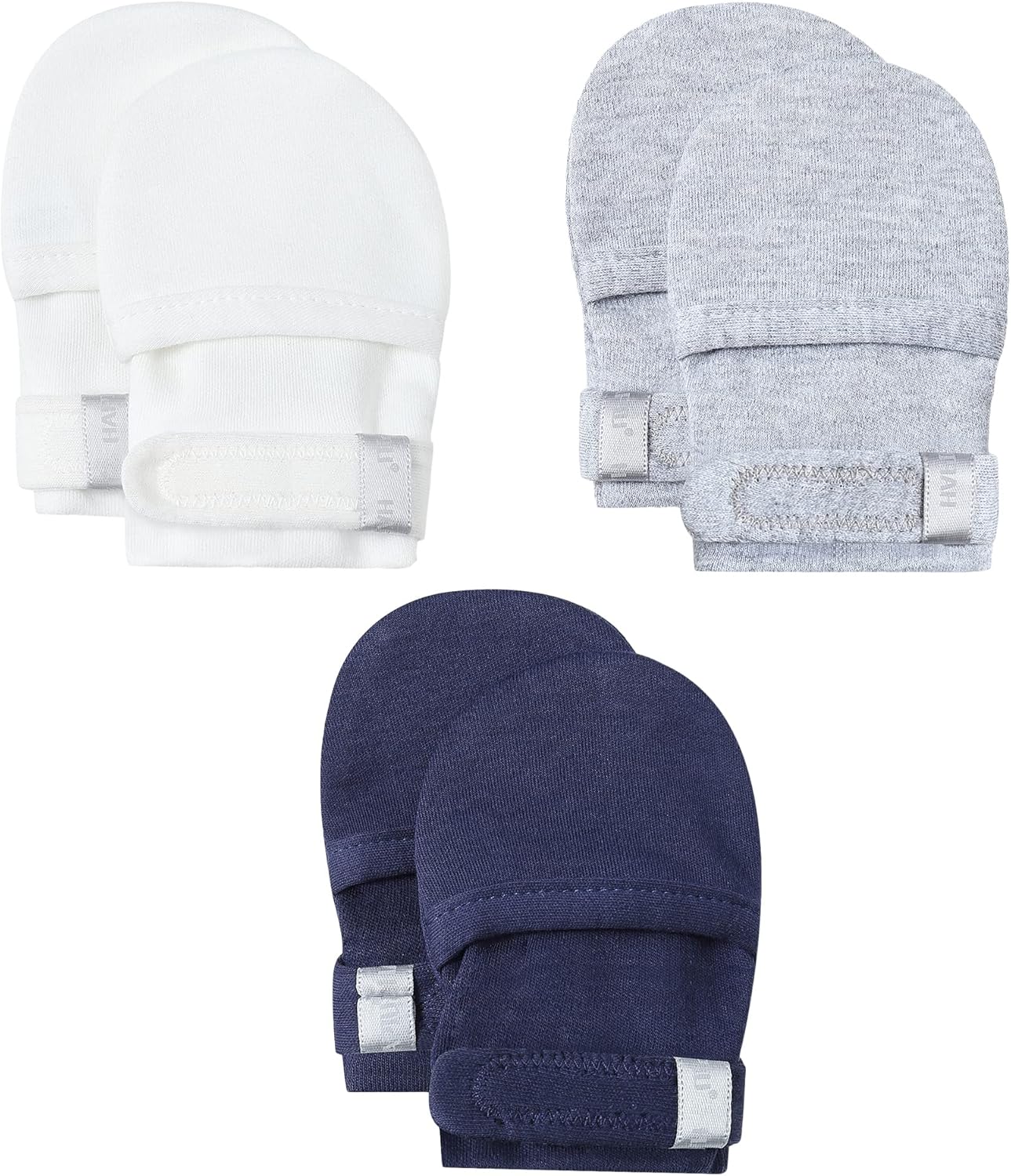 HAPIU Baby No Scratch Mittens Stay On, 100% Cotton Breathable, Adjustable Infant Gloves for Boys Girls, Newborn - 12 M