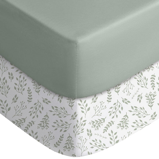 Yoofoss Pack and Play Sheets Fitted, Mini Crib Sheets 2-Pack for Pack N Play Mattress, Stretchy