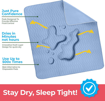 Utopia Bedding Washable Underpads 24" x 36" (Pack of 4), Waterproof Reusable Heavy Absorbency