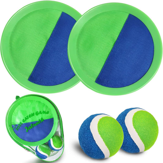 Jalunth Ball Catch Set Games Toss Paddle - Beach Toys Back Yard Lawn Outdoor Pool Backyard Camping Throw Age 3 4 5 6 7 8 9 10 11 12 Years Old Boys Girls Kids Adults Family Outside Easter Gifts Green