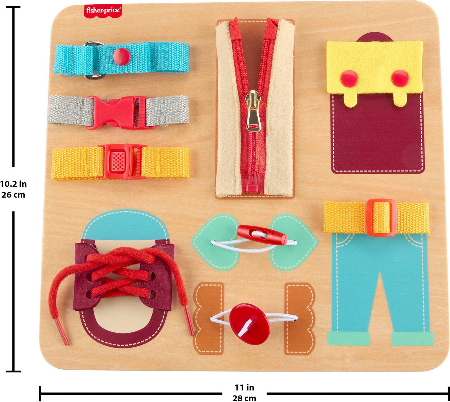 Fisher-Price Wood Montessori Dressing Board Busy Activity