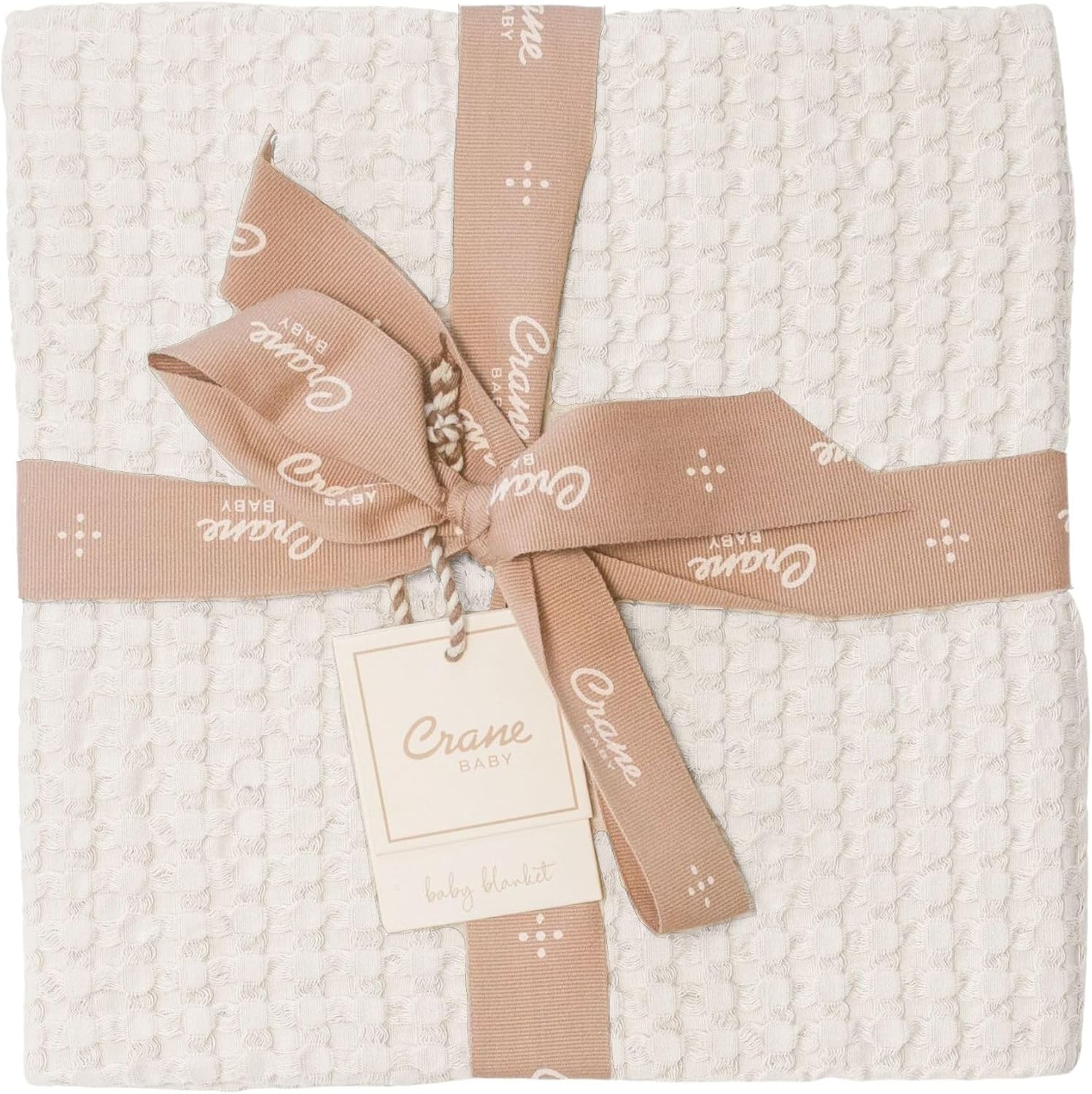 Crane Baby Birch Waffle Knit Blanket, Soft Cotton Nursery and Stroller Blanket, 100% Cotton, 36" x