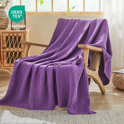 EMME Cotton Muslin King Blanket Bed Layering Breathable Gauze Blanket Soft Lightweight Blankets