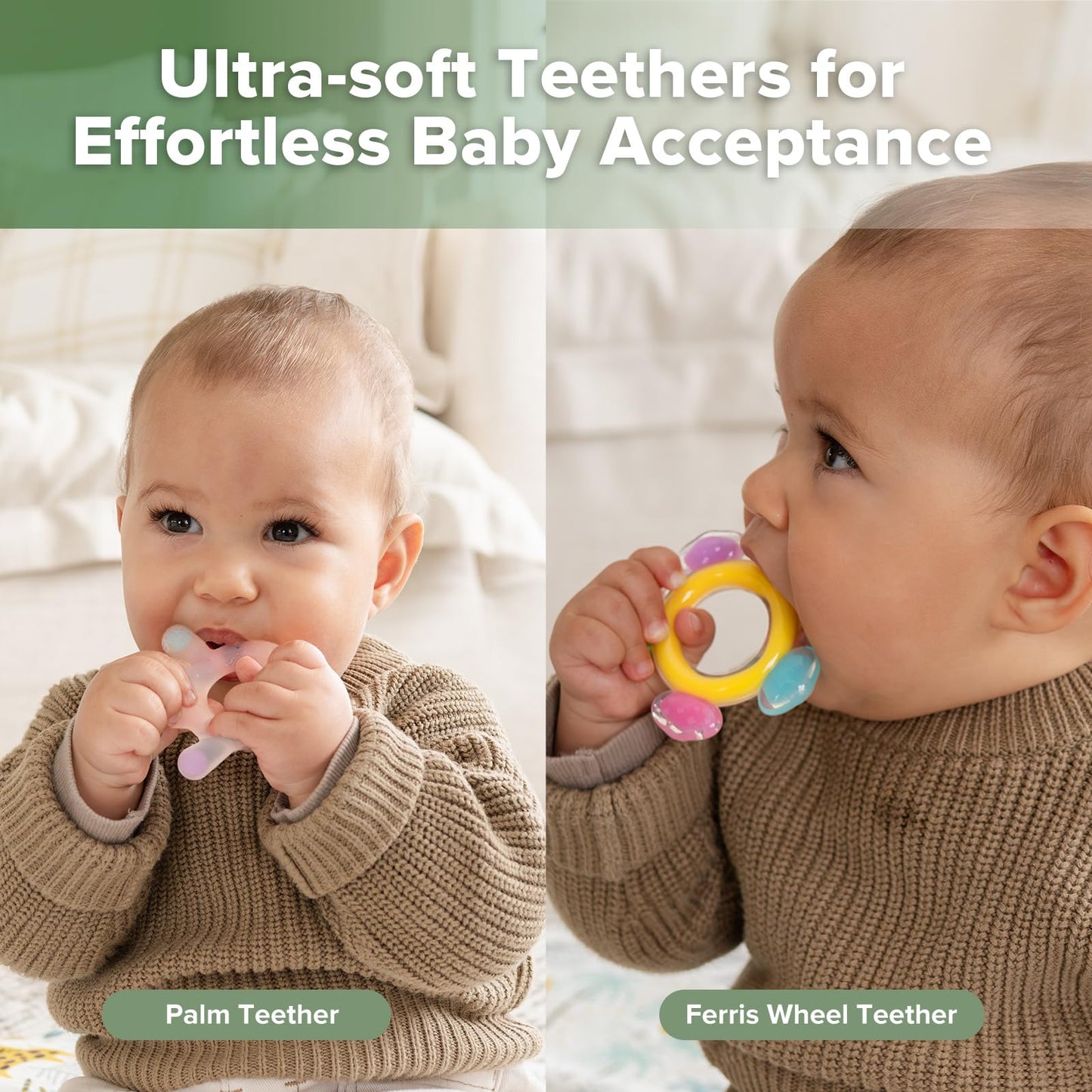 Haakaa Silicone Teether Combo, Baby Freezer Teething Toys, 2 Pack