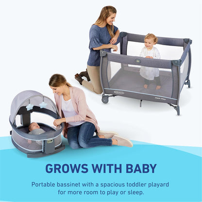 Graco Pack n Play Travel Dome DLX Playard, Astin with Portable Bassinet and Integrated Storage