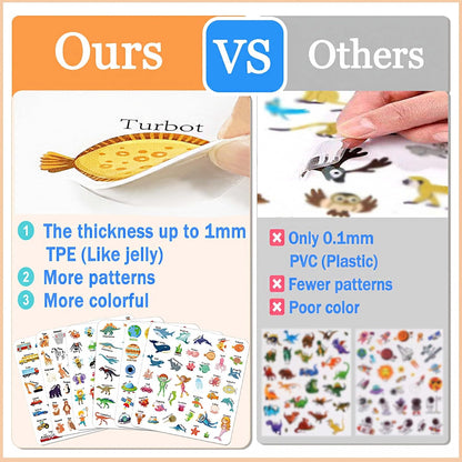 Reusable Sticker Books for Toddlers 1-3, Stickers for Toddlers 2-4 Years, Animal Stickers for Kids, Airplane Travel Essentials for Kids