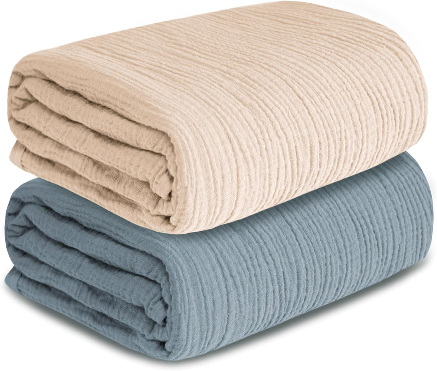 Muslin Swaddle Blankets for Newborn, 2 Pack Breathable Soft Receiving Blanket, Large 41 x 41 inches