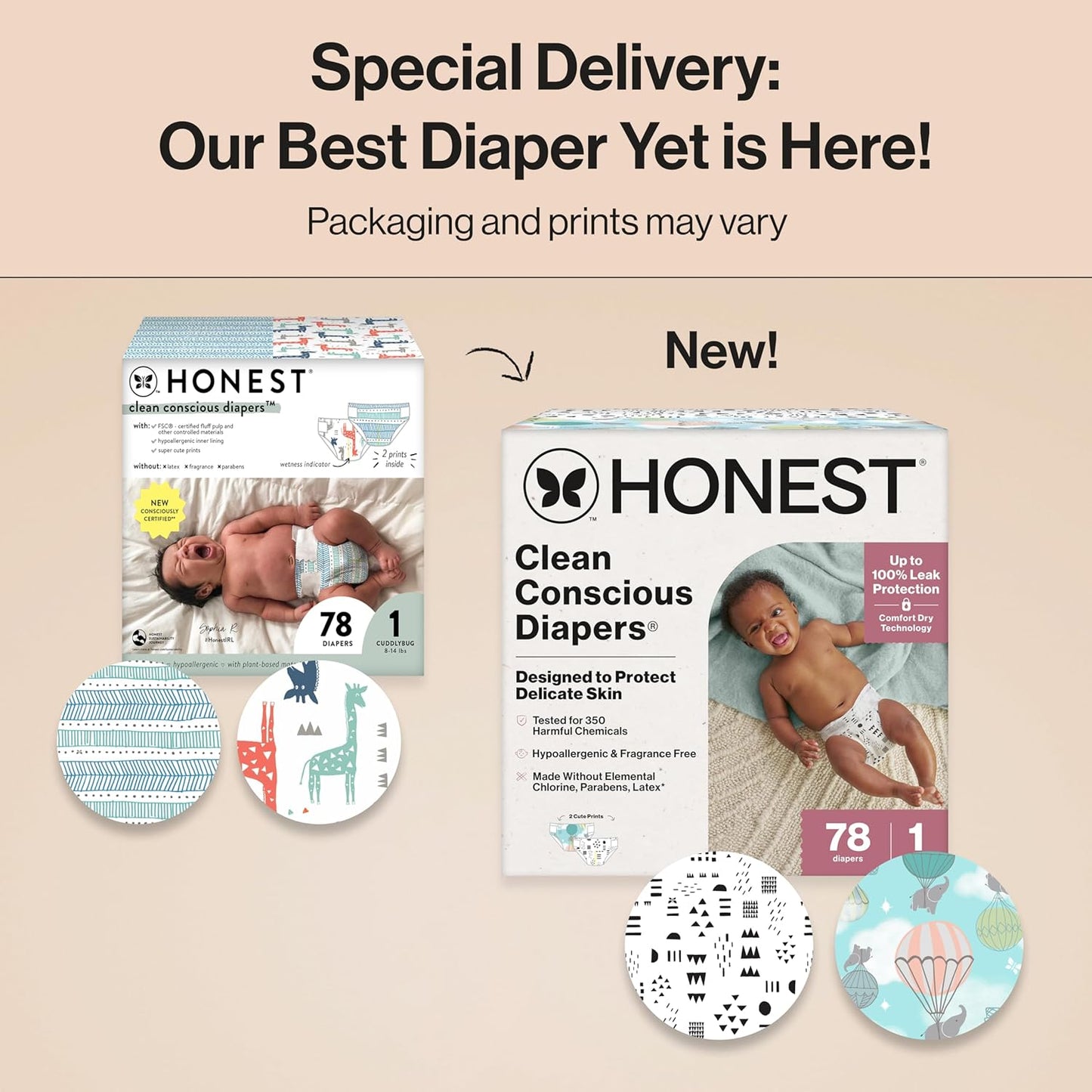 The Honest Company Clean Conscious Diapers for Delicate Skin | Up to 100% Leakproof |