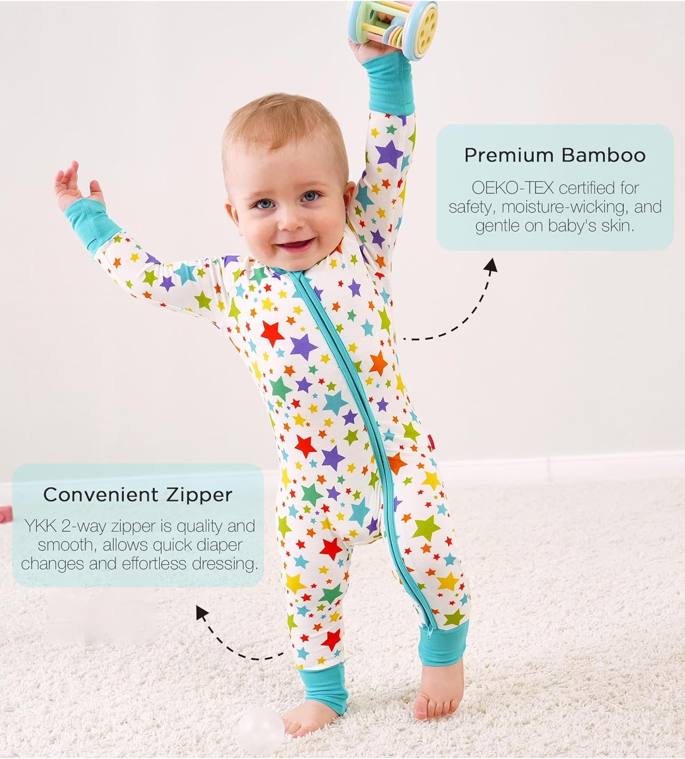 Baby One-Piece Romper Footless Bamboo Viscose Pajamas Sleepers for Baby Boys and Girls