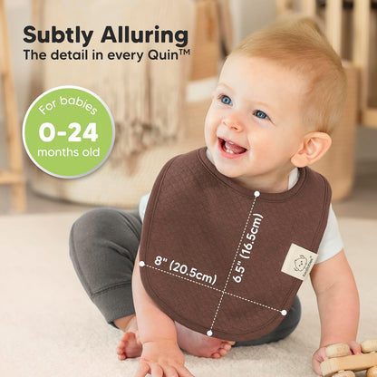 8-Pack Organic Baby Bibs for Girls, Boys - Quilted Cotton Cloth Baby Drool Bibs for Drooling and Teething Toddler, Newborn, Infant, Soft & Super Absorbent (Driftwood)