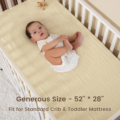 david's kids Muslin Crib Sheets for Boys Girls, 2 Pack 100% Cotton Soft Breathable Fitted Baby