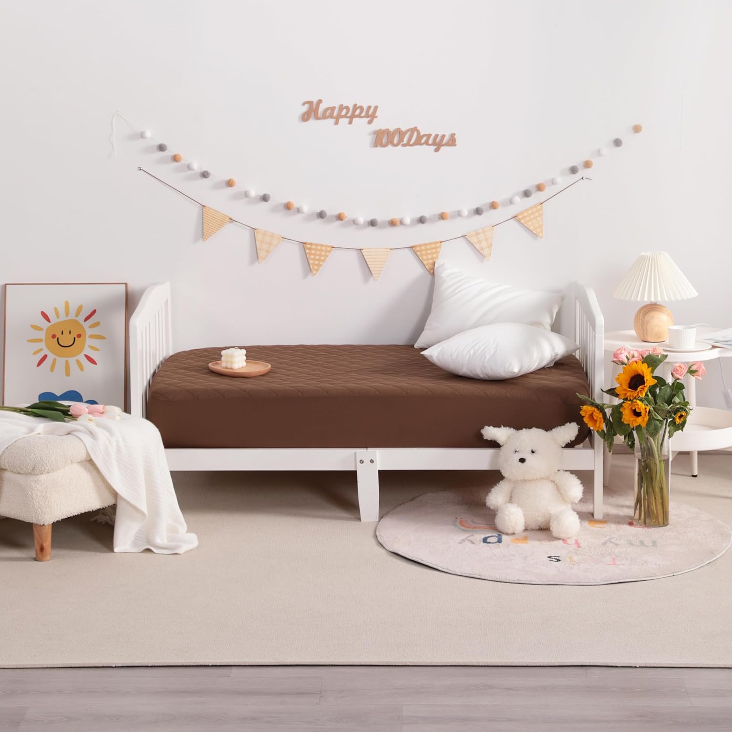 NTBAY 2 Pack Waterproof Crib Mattress Protector, Quilted 28"x52" Toddler Fitted Sheet - Machine