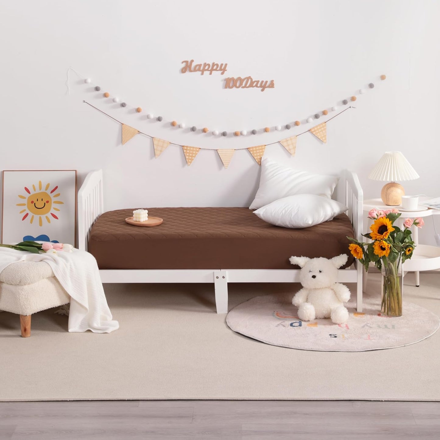 NTBAY 2 Pack Waterproof Mini Crib Mattress Protector, Quilted 24"x38" Fitted Mattress Cover