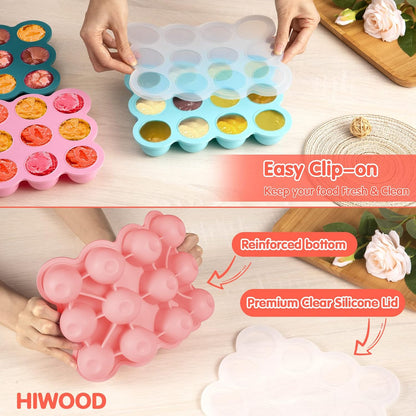 Baby Food Storage Container - 12 x 1.5oz Silicone Baby Food Freezer Tray with Silicone Lid, Perfect