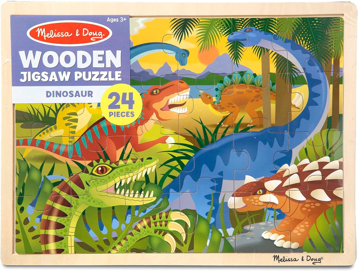 Melissa & Doug Dinosaurs Wooden Jigsaw Puzzle with Storage Tray (24 pcs)