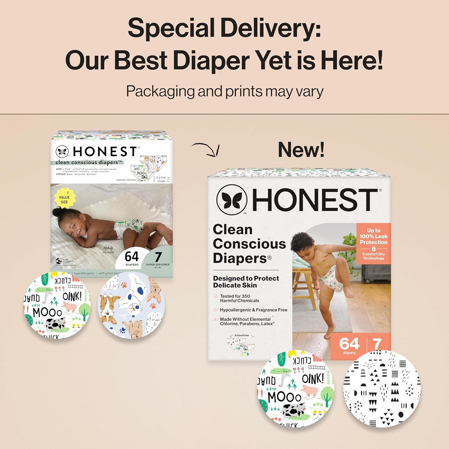 The Honest Company Clean Conscious Diapers for Delicate Skin | Up to 100% Leakproof |