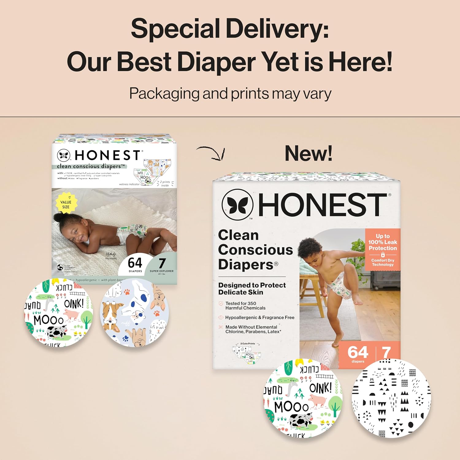 The Honest Company Clean Conscious Diapers for Delicate Skin | Up to 100% Leakproof |