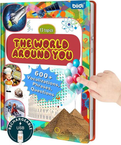 Interactive Sound Book for Kids Children,English Words Talking Book Activity for Toddler Age 3-5,Educational Learning Travel Toys for Boys Girls Birthday Gift 3 4 5 6 Year Old,Sensory Autism Toy